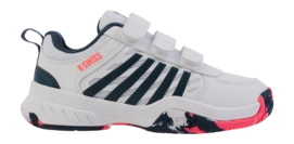 Tennis Shoes K-Swiss Junior Court Express 2 Strap White Stargazer Neon Blaze