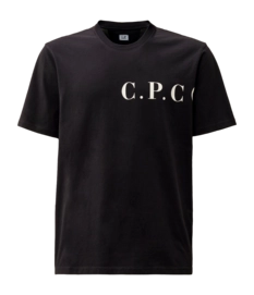 T-Shirt CP Company 30/1 Jersey Front-Back Logo Herren Total Eclipse