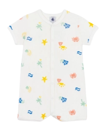 Babypakje Petit Bateau Short Playsuit Marshmallow/Multico Beach