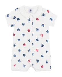Babypakje Petit Bateau Short Playsuit Marshmallow/Multico Hartjes