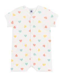 Babypakje Petit Bateau Short Playsuit Marshmallow/Multico Heart
