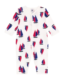 Babypyjama Petit Bateau Footless Sleepsuit Marshmallow/Multico Sailboat Sailboat