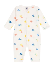 Babypyjama Petit Bateau Footless Sleepsuit Marshmallow/Multico Beach