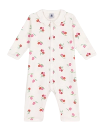 Babypyjama Petit Bateau Footless Sleepsuit Marshmallow/Multico Berries Berries