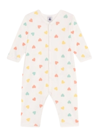 Babypyjama Petit Bateau Footless Sleepsuit Marshmallow/Multico Hartjes