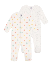 Babypyjama Petit Bateau 2 Sleepsuits Wit (Set van 2)