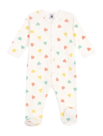 Pyjamas pour Bébé Petit Bateau Sleepsuit Y Marshmallow/Multico Hearts