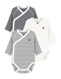 Rompertje Petit Bateau 3 Bodies Naiss Ml Multi Stripe (Set van 3)