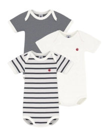 Body Petit Bateau 3 Bodies Us Mc Multi Striped (Lot de 3)