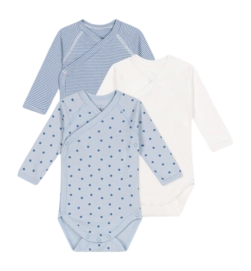 Rompertje Petit Bateau 3 Bodies Naiss Ml Blauw (Set van 3)