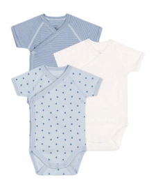 Rompertje Petit Bateau 3 Bodies Naiss Mc Blauw Star (Set van 3)