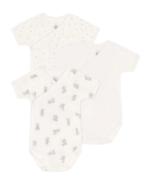 Baby-Body Petit Bateau 3 Bodies Naiss Mc Weiß Bunny (3er-Set)