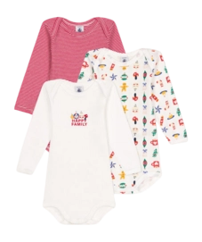 Rompertje Petit Bateau 3 Bodies Us Ml Multi Happy Family (Set van 3)