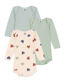 Rompertje Petit Bateau 3 Bodies Us Ml Groen (Set van 3)