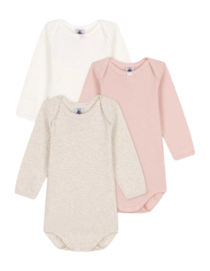Baby-Body Petit Bateau 3 Bodies Us Ml Multi Rosa (3er-Set)