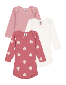 Baby-Body Petit Bateau 3 Bodies Us Ml Rot (3er-Set)