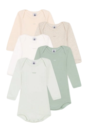 Rompertje Petit Bateau 5 Bodies Us Ml Multi Days of Week (Set van 5)