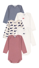 Rompertje Petit Bateau 5 Bodies Us Ml Multi Whale (Set van 5)