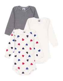 Rompertje Petit Bateau 3 Bodies Us Ml Multi Hearts (Set van 3)