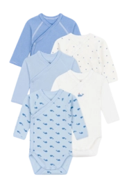Baby-Body Petit Bateau 5 Bodies Naiss Ml Blau (5er-Set)