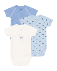 Baby-Body Petit Bateau 3 Bodies Naiss Mc Blau (3er-Set)