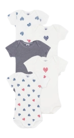 Baby-Body Petit Bateau 5 Bodies Us Mc Weiß Herzchen (5er-Set)