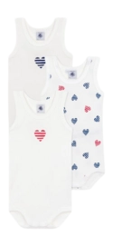 Body Petit Bateau 3 Bodies Sm Blanc Cœurs (Set de 3)