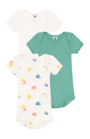Body Petit Bateau 3 Bodies Us Mc Multi Beach (Set de 3)