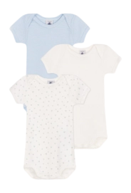 Body Petit Bateau 3 Bodies Us Mc Blanc Cœur (Set de 3)