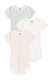 Body Petit Bateau 3 Bodies Us Mc Multi Floral (Lot de 3)