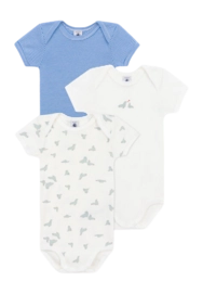 Body Petit Bateau 3 Bodies Us Mc Bleu (Set de 3)