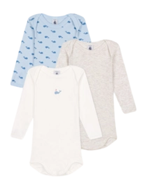 Baby-Body Petit Bateau 3 Bodies Us Ml Multi (3er-Set)