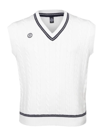 Knitted Vest Spencer The Indian Maharadja Unisex Sleeveless Cable Knit Vest Bright White