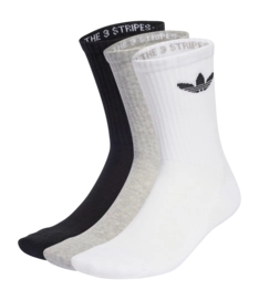 Sok Adidas Unisex Trefoil Cushion White / Medium Grey Heather / Black (3-Pack)