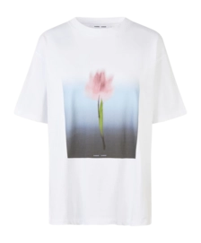 T-Shirt Samsoe Samsoe Damen Saeira Blurred Tulip White