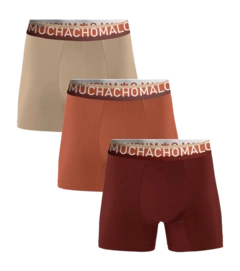 Boxershort Muchachomalo Men Cotton Solid Red/Orange/Beige (3-Pack)