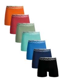 Boxer Shorts Muchachomalo Men Light Cotton Solid Black/Blue/Green/Red/Orange (7-Pack)