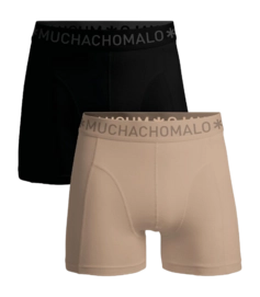 Boxershort Muchachomalo Men Solid Beige/Black (2-Pack)