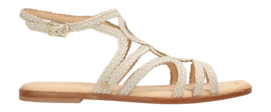 Fred de la Bretoniere Women Ero Greek Sandal Woven Leather Beige