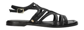 Fred de la Bretoniere Women Ero Greek Sandal Woven Leather Black