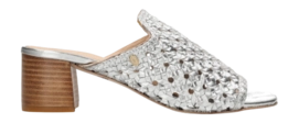 Fred de la Bretoniere Women Elicia Mule Slipper Woven Leather Silver