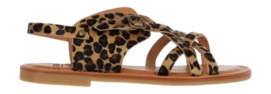 Shabbies Amsterdam Women Angel Cross Sandal Leopard Pony Black Cognac