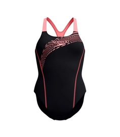 Badeanzug Speedo Eco Medley Logo Medalist 1P Damen Black / Pink