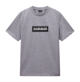 T-Shirt Napapijri Box Logo SS Herren Medium Grey Melange