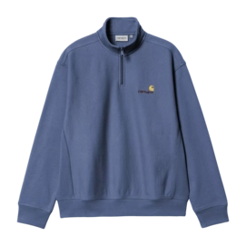 Pull Carhartt WIP Unisexe Demi-Zip American Script Bleu Iris