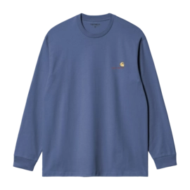 T-Shirt Manches Longues Carhartt WIP Unisexe L/S American Script Blue iris