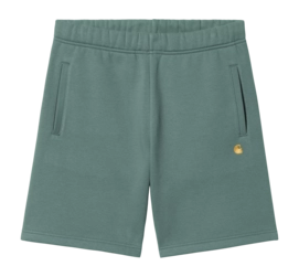 Shorts Carhartt WIP Unisex Chase Sweat Silver Pine / Gold
