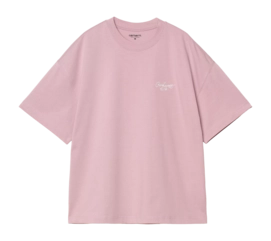 T-Shirt Carhartt WIP Unisex S/S Signature Schriftzug Hortensie / Weiß