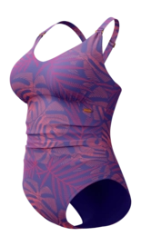 Maillot 1 Pièce Speedo Femme Eco Imprimé Col en V 1P Bleu Orange
