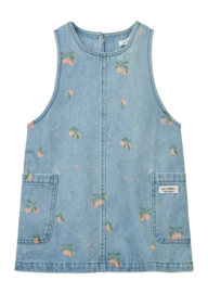 Kinderjurk Liewood Angelica Printed Denim Dress Peach / Light Blue Denim